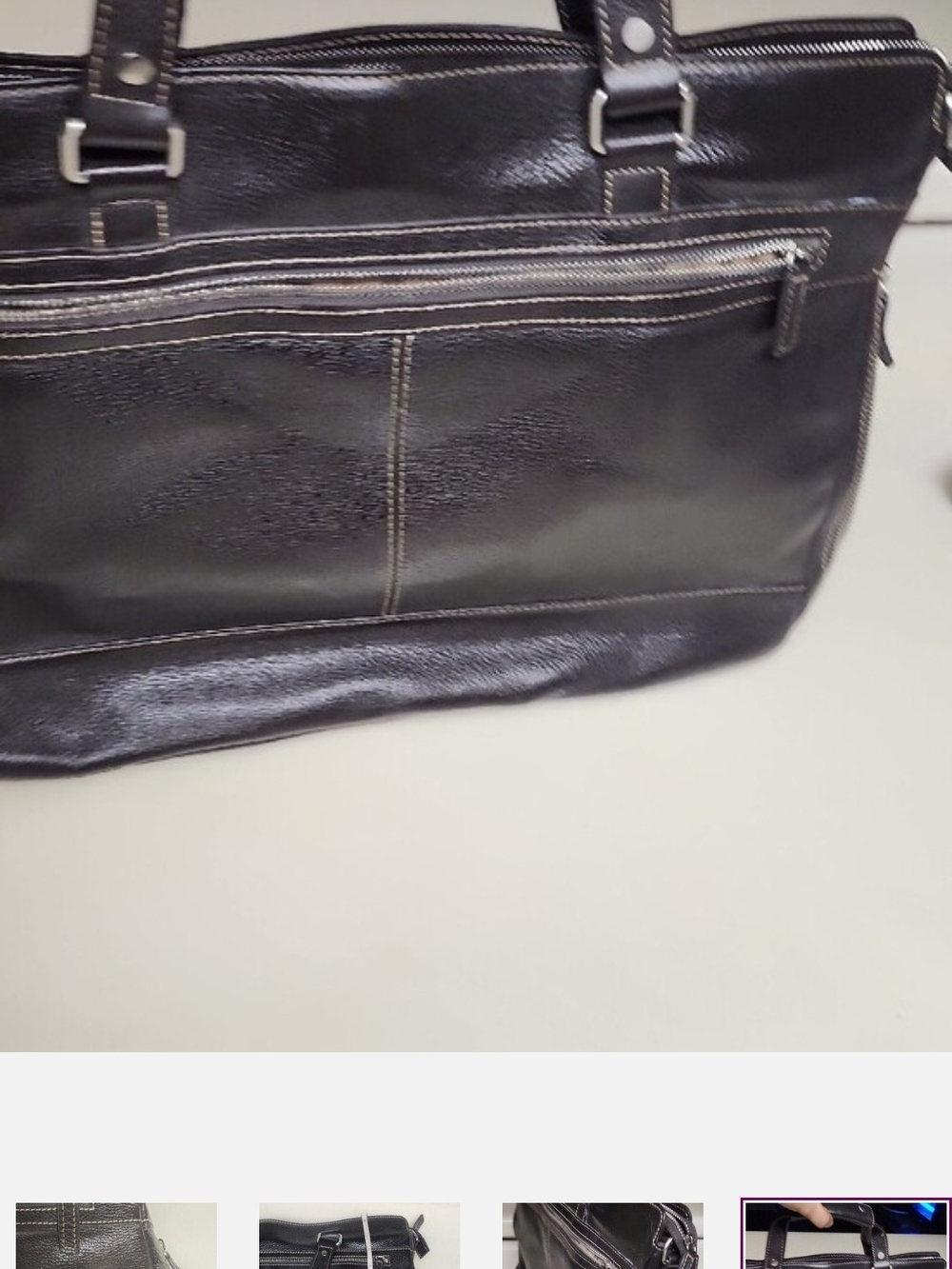 Levenger Black Leather Briefcase Bag - Picture 9 of 12